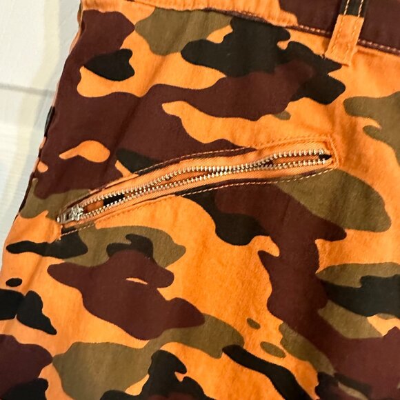 Camo Women LG Neon 90's Pocket Retro Taper High Rise Cargo Joggers Elastic Ankle - Picture 3 of 9